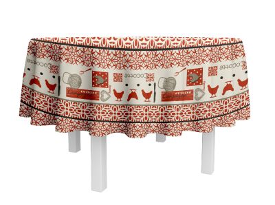 Nappe Cocotte coton enduit PVC Rouge ronde Ø 160 - NYDEL