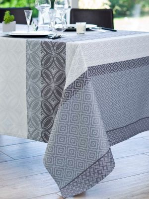 Nappe Jacquard Gally polyester enduit acrylique Gris 160x160 - NYDEL
