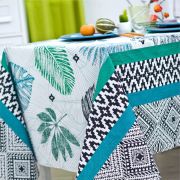 Nappe Tropical ethnic en polycoton émeraude 150x200 - NYDEL