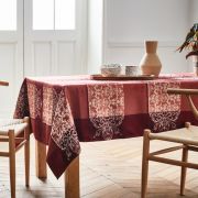 Nappe jacquard Baroque en polyester rouge ronde Ø160 - NYDEL