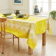 Nappe jacquard Zest en polyester jaune 160x160 - NYDEL