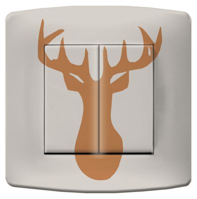 Interrupteur déco Nature / Cerf Orange double poussoir