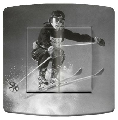 Interrupteur déco Ski / Skieur-1 double - La Maison de Gaspard