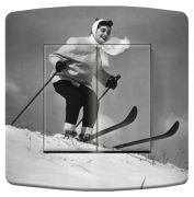 Interrupteur déco Ski / Skieuse-1 double - La Maison de Gaspard