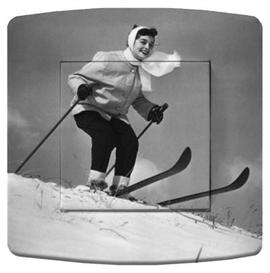 Interrupteur déco Ski / Skieuse-1 poussoir - La Maison de Gaspard