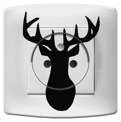 Prise déco Nature / Cerf Noir 2 pôles + terre - La Maison de Gaspard