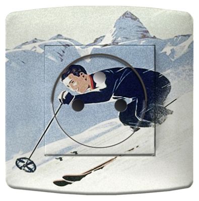 Prise déco Ski / Skieur-2 2 pôles + terre - La Maison de Gaspard