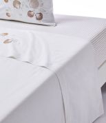 Drap de lit brodé Trésor nacré percale 270x310 - Sylvie Thiriez