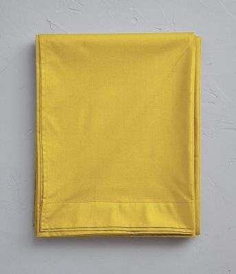 Drap de lit uni en coton coloris jaune Bourdon 180x290 - Sylvie Thiriez