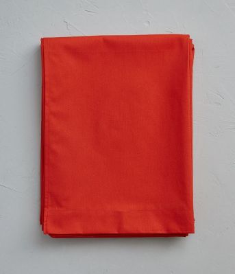 Drap de lit uni en coton coloris orange Baie de goji 180x290 - Sylvie Thiriez