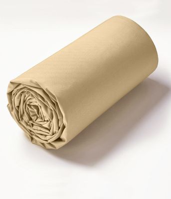 Drap housse uni en percale coloris Beige blé 80x200 - Sylvie Thiriez