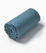 Drap housse uni en percale coloris bleu Vague 80x200 - Sylvie Thiriez