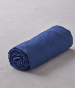 Drap housse uni en percale lavée coloris bleu de chauffe 90x190 - Sylvie Thiriez