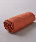 Drap housse uni percale lavée Orange argile 90x200 - Sylvie Thiriez