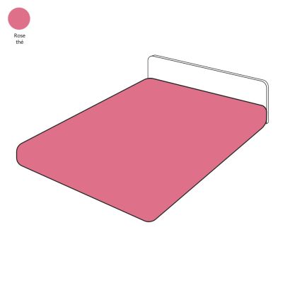 Drap housse uni rose thé percale 90x200 - Sylvie Thiriez