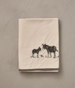 Drap plat Arsène en percale de coton brodé orge 240x310 - Sylvie Thiriez