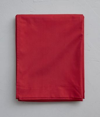 Drap plat en percale coloris rouge fétiche 180x290 - Sylvie Thiriez
