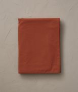 Drap plat uni en percale lavée coloris Orange Argile 180x290 - Sylvie Thiriez