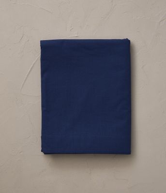 Drap plat uni en percale lavée coloris bleu de chauffe 240x310 - Sylvie Thiriez
