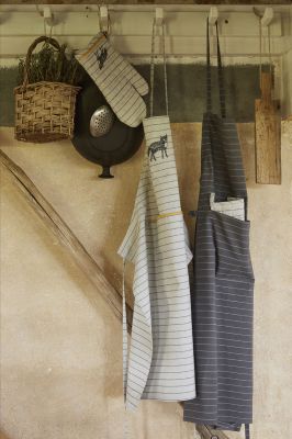 Gant de cuisine 7 vallées teint gris brodé renard coton tissé 17x33 - Sylvie Thiriez