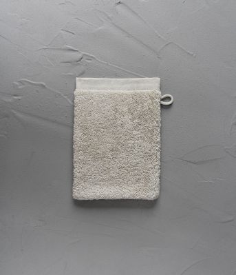 Gant de toilette Hedda brodé coton beige 15x21 - Sylvie Thiriez