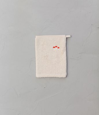 Gant de toilette Sam brodé coton beige 15x22 - Sylvie Thiriez