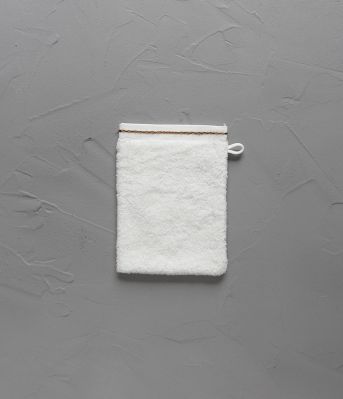Gant de toilette Wild brodé coton crème 15x21 - Sylvie Thiriez