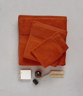 Gant de toilette uni coloris vermillon coton 15x21 - Sylvie Thiriez