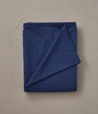 Housse de couette uni en percale lavée coloris bleu de chauffe 240x220 - Sylvie Thiriez