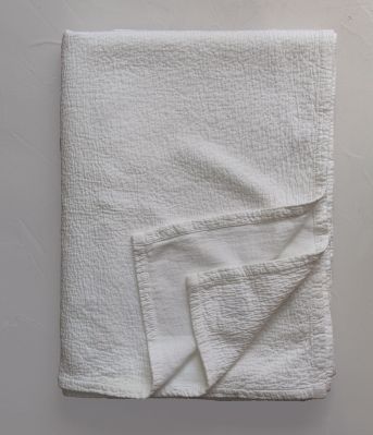 Jeté de lit Nomade en coton lavé coloris Blanc Sibérie 130x170 - Sylvie Thiriez