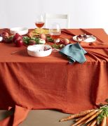 Nappe Prélude métis de coton paprika 170x250 - Sylvie Thiriez