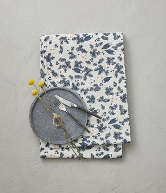 Nappe Wild imprimée coton gris perle 160x160 - Sylvie Thiriez