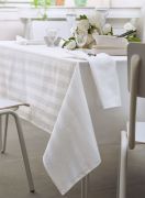 Serviette de table Budapest blanc rayures damassées satin de coton - Sylvie Thiriez