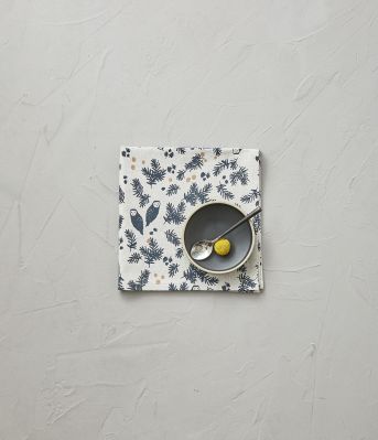 Serviette de table Wild imprimée coton chambray gris perle 47x47 - Sylvie Thiriez