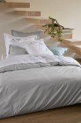 Taie d'oreiller Petite brise percale blanc broderies plumes 65x65 - Sylvie Thiriez