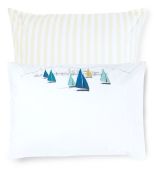 Taie d'oreiller brodée Escale percale 50x70 - Sylvie Thiriez