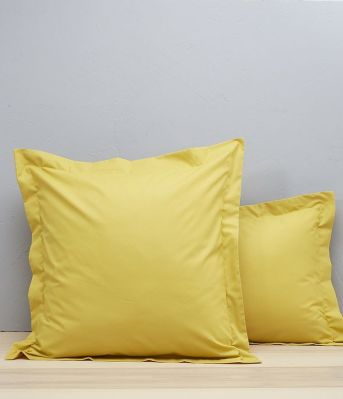 Taie d'oreiller uni en coton coloris jaune Bourdon 40x40 - Sylvie Thiriez