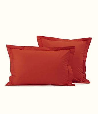 Taie d'oreiller uni en coton coloris orange Baie de goji 50x70 - Sylvie Thiriez
