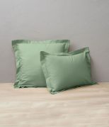 Taie d'oreiller uni en coton coloris vert Romarin 65x65 - Sylvie Thiriez