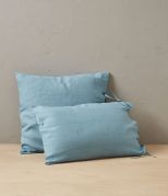 Taie d'oreiller uni en lin stonewashed coloris bleu Cap 65x65 - Sylvie Thiriez