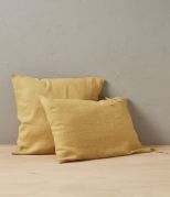 Taie d'oreiller uni en lin stonewashed coloris jaune Honey 50x70 - Sylvie Thiriez