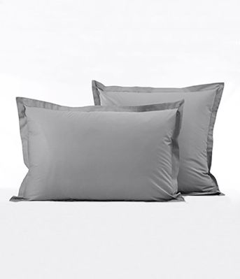 Taie d'oreiller uni en percale coloris Galet 40x40 - Sylvie Thiriez