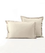 Taie d'oreiller uni en percale coloris beige Pashmina 40x60 - Sylvie Thiriez