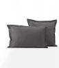 Taie d'oreiller uni en percale coloris gris Basalt 50x80