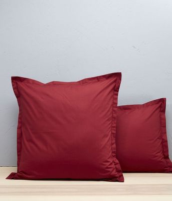 Taie d'oreiller uni en percale coloris rouge Massaï 50x80 - Sylvie Thiriez