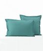 Taie d'oreiller uni en percale coloris vert Emeraude 50x80