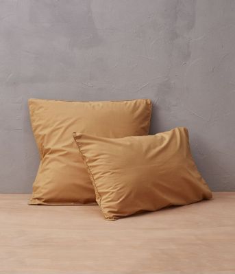 Taie d'oreiller uni en percale lavée coloris marron Cire 40x40 - Sylvie Thiriez