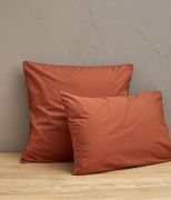 Taie d'oreiller uni en percale lavée coloris orange Argile 40x40 - Sylvie Thiriez