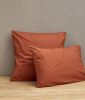 Taie d'oreiller uni en percale lavée coloris orange Argile 50x70