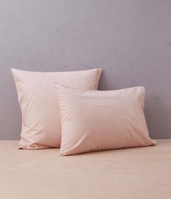 Taie d'oreiller uni en percale lavée coloris rose Nude 65x65 - Sylvie Thiriez